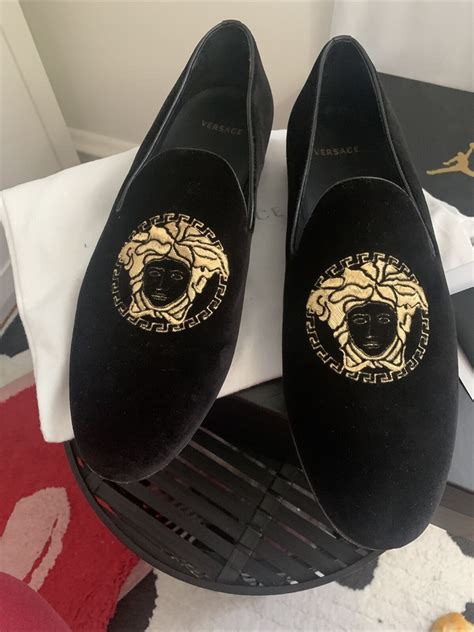 versace medusa head velvet slippers|Versace Men's Medusa Head Velvet Slippers .